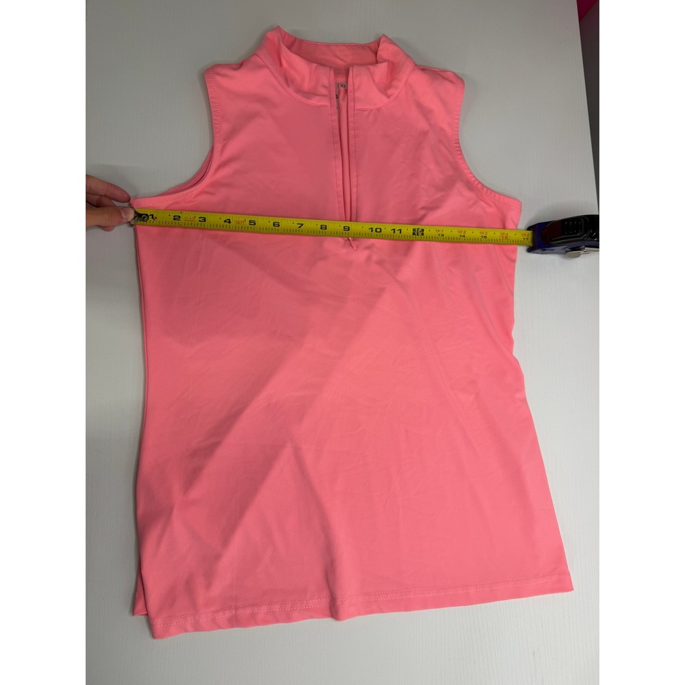 Lulu-B Womens Coral Pink Sleeveless Quarter Zip Mock Neck Golf Top XS - Picture 7 of 9